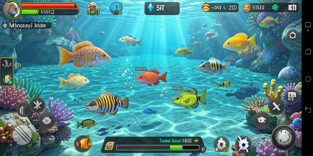 Screenshot utama 55RT menampilkan gameplay Tembak Ikan yang mendebarkan.