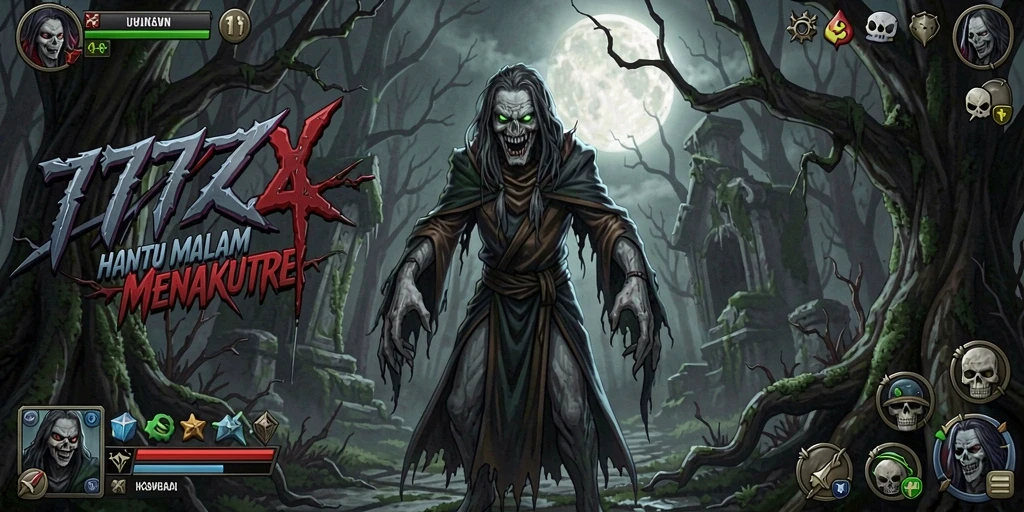 Screenshot dari gameplay 777ZX yang menampilkan suasana menakutkan dan mencekam.