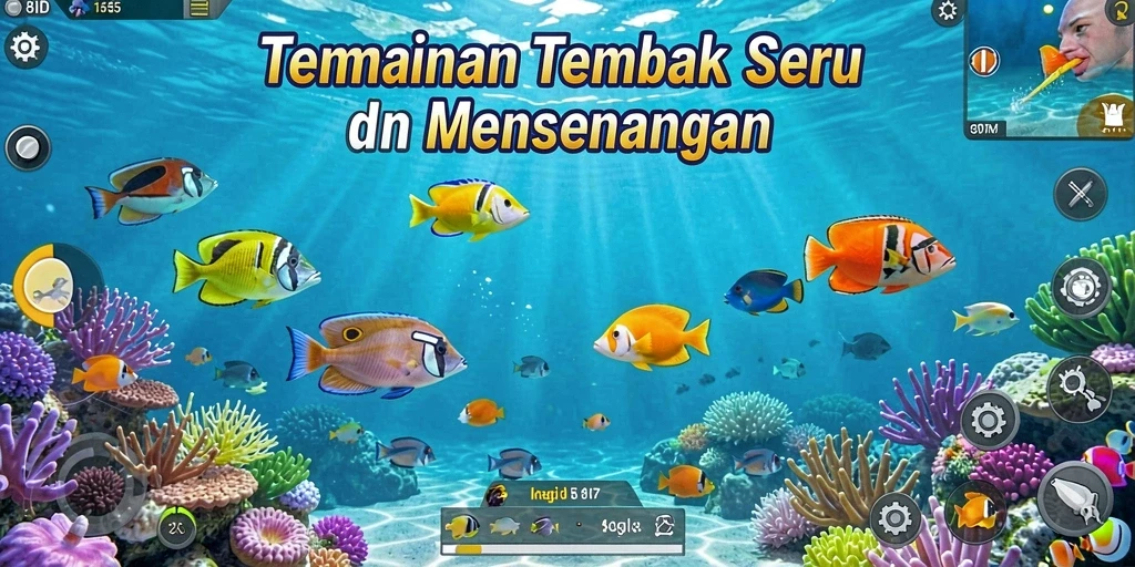 Screenshot gameplay Tembak Ikan menampilkan keasyikan berburu ikan.