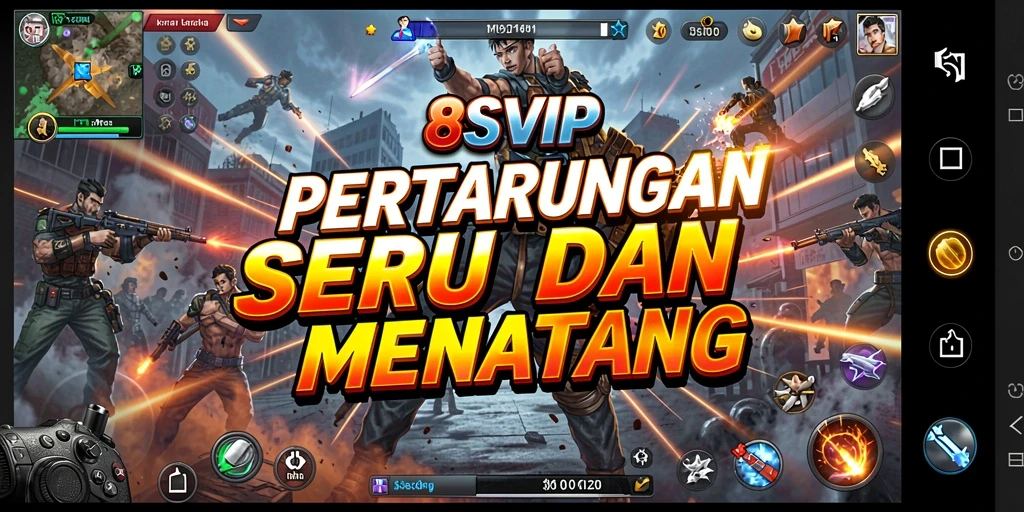 Tampilan seru dari pertarungan di 8SVIP dengan karakter yang dinamis.