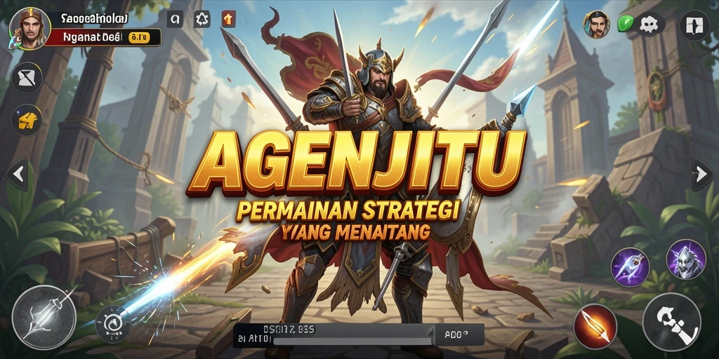 Tampilan antarmuka AGENJITU yang menarik dengan elemen SLG yang interaktif.
