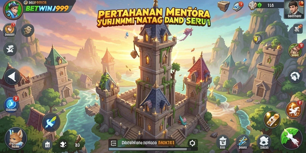 Screenshot BETWIN999 menunjukkan aksi seru dalam Tower Defense.