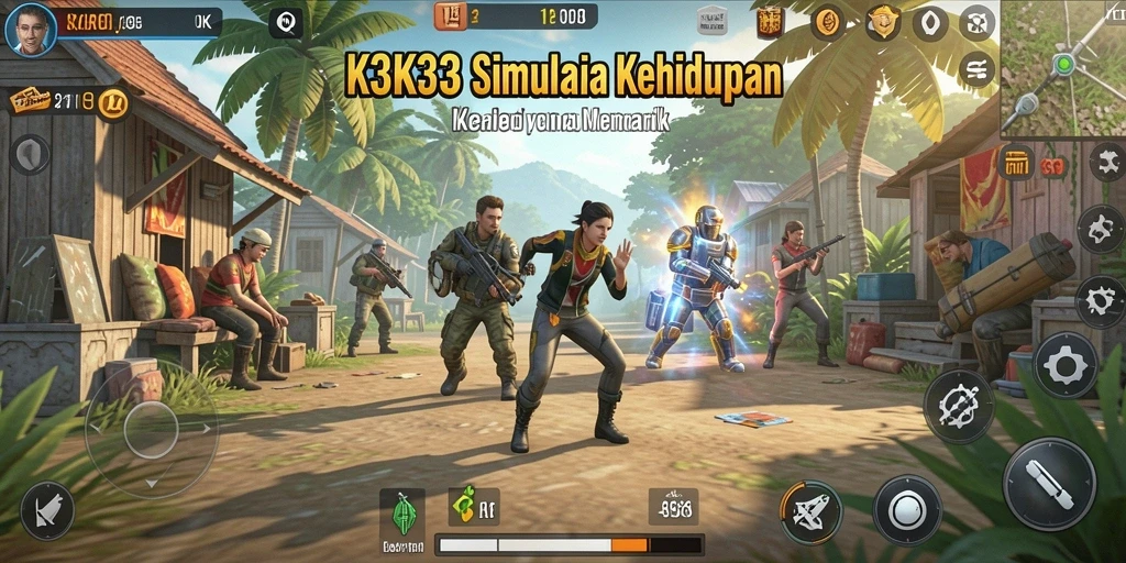 Screenshot gameplay K3K3 dengan interaksi karakter yang menarik.
