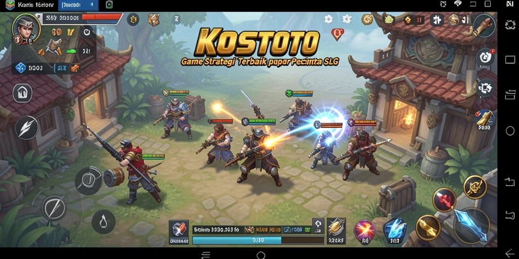 Tampilan gameplay KOSTOTO dengan strategi seru di medan perang.