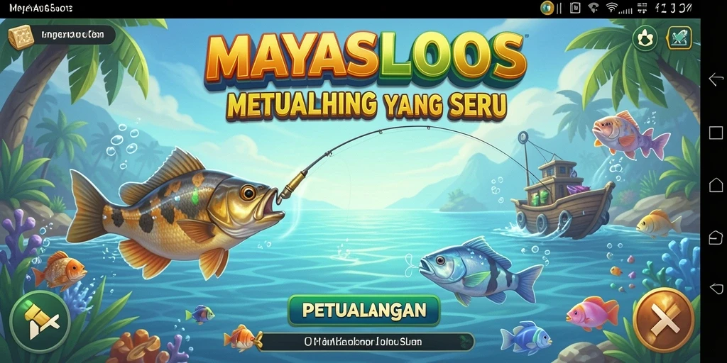 Tampilan permainan yang menampilkan pengalaman memancing yang mendebarkan.