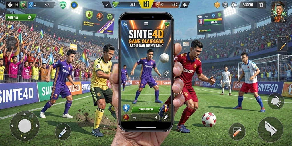 Tampilan gameplay SINTE4D dengan aksi olahraga mendebarkan.
