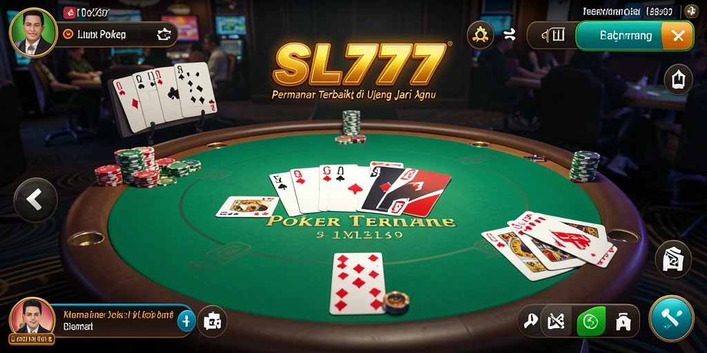 Tangkapan layar SL777 menampilkan pengalaman bermain Poker yang seru.