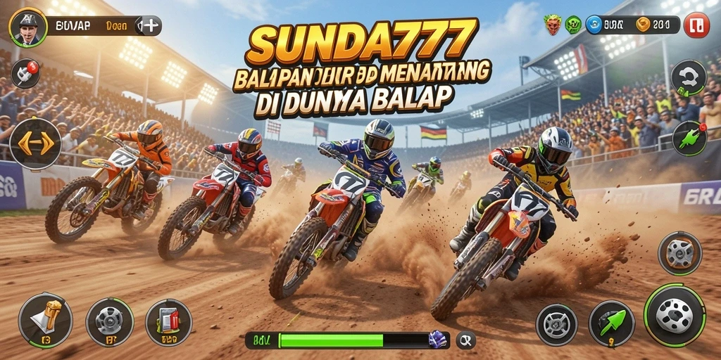 Tampilan aksi seru gameplay SUNDA777 dengan balapan yang menantang.