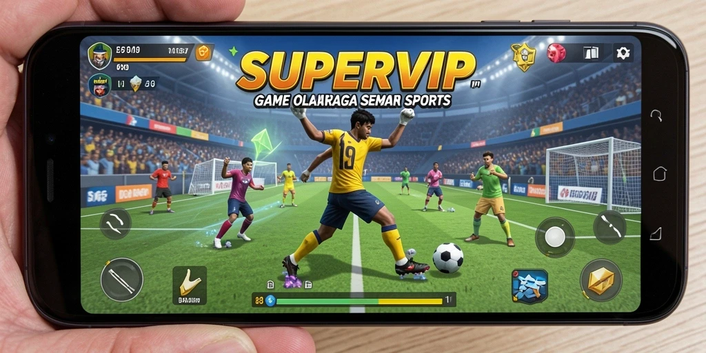 Tampilan screenshot SUPERVIP menunjukkan gameplay olahraga yang mendebarkan.