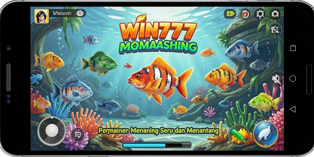 Tangkapan layar gameplay WIN777 dengan aksi memancing seru.